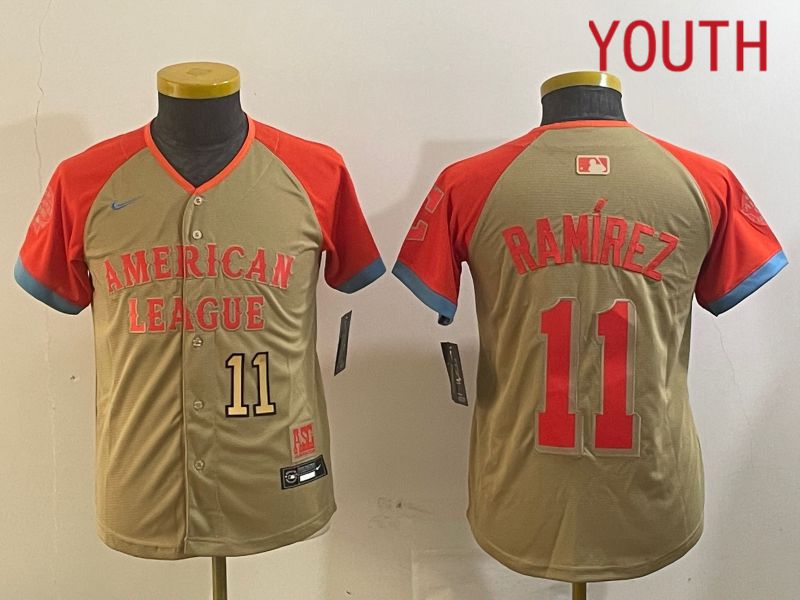 Youth Cleveland Indians #11 Ramirez Orange All star 2024 Nike MLB Jersey style 2->youth mlb jersey->Youth Jersey